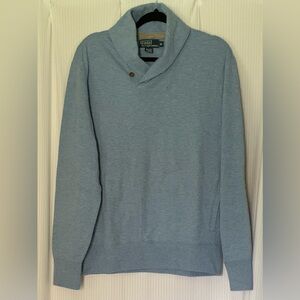 Polo Ralph Lauren Mens Top Shawl Collar Long Sleeve w Elbow Patch Light Blue